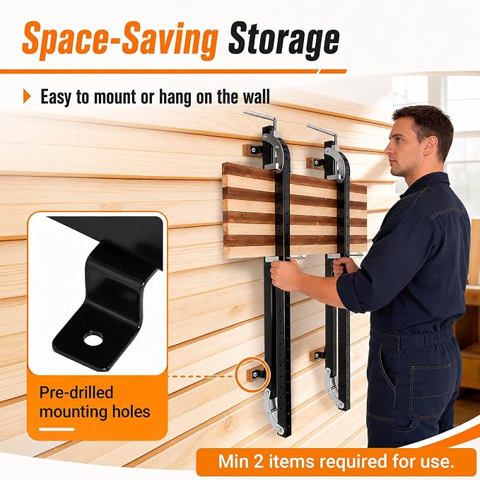 48" Panel Clamp 1 Pack with 2 U-Shaped Blocks, Fits Panels 6.8"-32" Length, 0.8" - 4.3" Thickness, Heavy Duty 4-Way Pressure Parallel Clamp with Powder-Coated Finish for Woodworking Projects