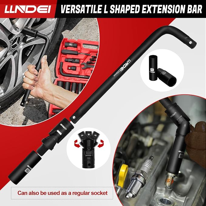 1/2" Impact Socket Wrench Set: 49Pcs Tool Wrench Set, CR-V, Metric | Combination Wrenches (8-17mm), Deep Sockets(8-24mm), Spark Plug Socket(16,21mm), Household&Automotive Repairing
