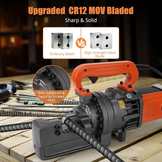 Electric Hydraulic Rebar Cutter Tool, 1700W Cutting up to 1 Inch #8 4-25mm Rebar Steel within 5 Seconds,110V, with Blades & Easy Carry Stainless Box (1700W RC-25)