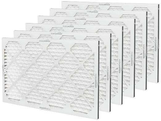 Amazon Basics 16x25x1 Air Filter 6-Pack, MERV 11 Electrostatic AC Furnace Filters for Allergies, Captures Dust and Pollen (Actual Size: 15.75" x 24.75" x 0.75")