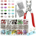 240 Sets Snaps Buttons Fastener kit Hollow Steel Prong Snaps Buttons with Pliers Press Tool for DIY Crafts Clothes Hats Bags Sewing (Hollow & Solid)