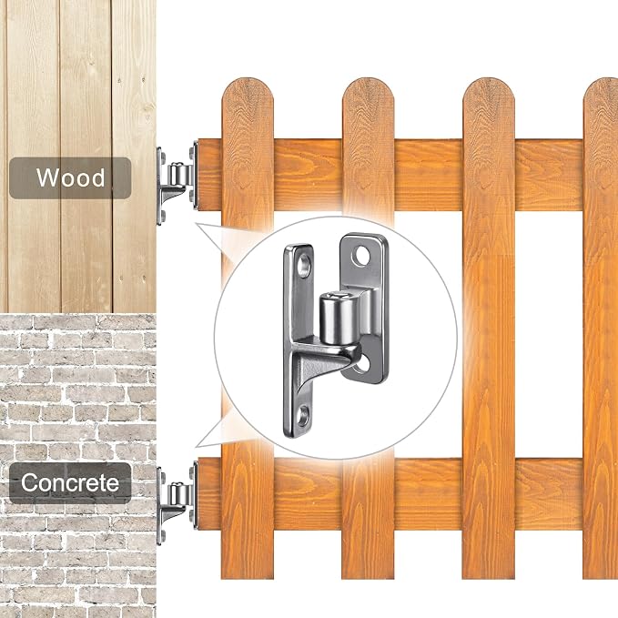 Insaga 304 Stainless Steel Gate Hinges, One Piece Non-Welding Heavy Duty with 5/8'', 2Pack Wall Mount Gate Hinges for Farm Gates and Wooden Fences, Capacity up to 600lbs