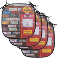 Lunarable Americana Chair Cushion Pads Set of 4, Various Old American License Plates Behind Antique Gas Pump in Rural Utah, Anti-Slip Seat Padding for Kitchen & Patio, 16"x16", Red Multicolor