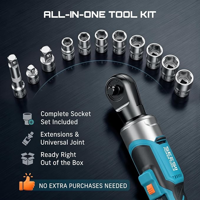 Seesii 1/2" Impact Wrench & 3/8" Ratchet Combo Kit for Auto Repair | 738 ft-lbs brushless impact gun & 60 ft-lbs ratchet, 2×4.0Ah batteries & charger, sockets & tool bag, for construction/DIY