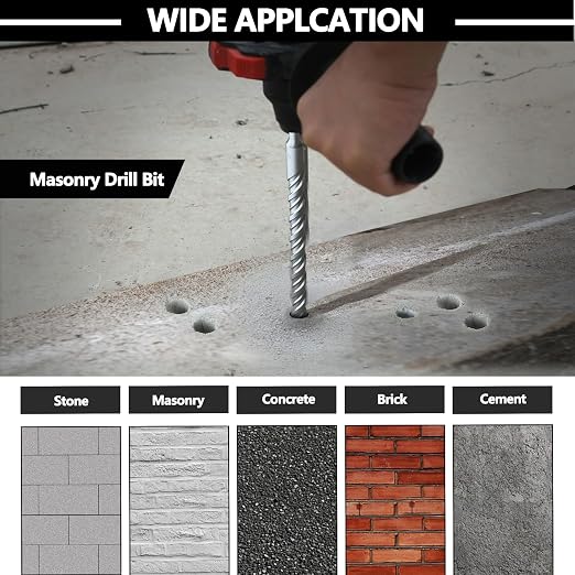 11/16 x 13 x 18 inch SDS Max Rotary Hammer Drill Bit, 18x460mm Carbide Tip Masonry Drill Bit,Concrete Drill Bit for Masonry, Brick, Stone, Concrete,Length :460mm / 18 inch, 18mm (11/16 in) Diameter