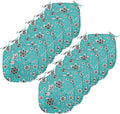 Lunarable Flower Chair Seating Cushion Set of 12, Abstract Monochrome Floral with Botanical Items, Anti-Slip Seat Padding for Kitchen & Patio, 16"x16", Seafoam Grey