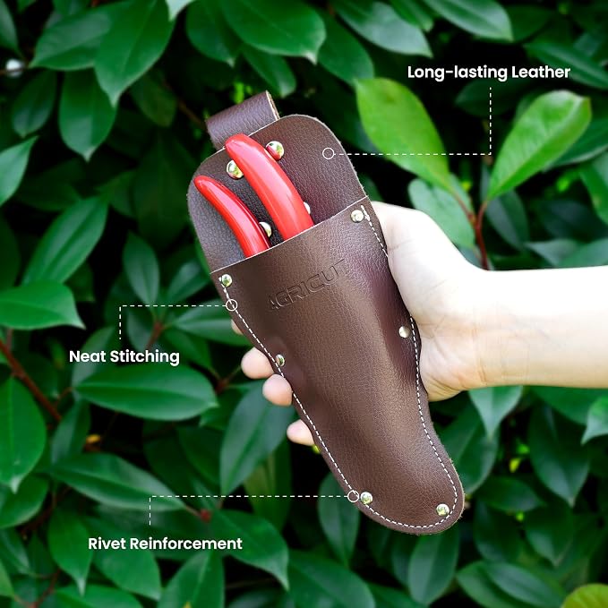 AGRICUT Pruning Shears, 7/8-Inch Cut Capacity Hand Clippers, Bypass Pruners, Gardening Scissors with Sharp Steel Blade (Aluminum Handle, High Carbon Steel PRO with Sheath)