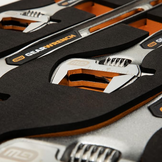 GEARWRENCH 4 Piece Adjustable Wrench Set with Foam Storage Tray | GWMSAJW01