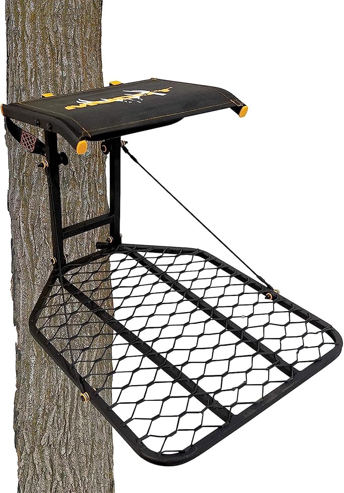 Muddy The Boss XL Wide Stance Hang-On Tree Stand Platform & Hawk Helium Set