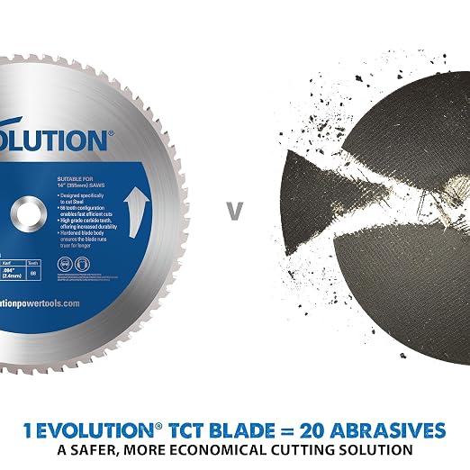 Evolution Power Tools, Professional Blade for Cutting Mild Steel and Ferrous Metal, TCT Saw Blade 10 Inch, Wen, Table Saw Accessories, 52-Teeth, 1 Inch Arbor, 10BLADEST, One Per Pack