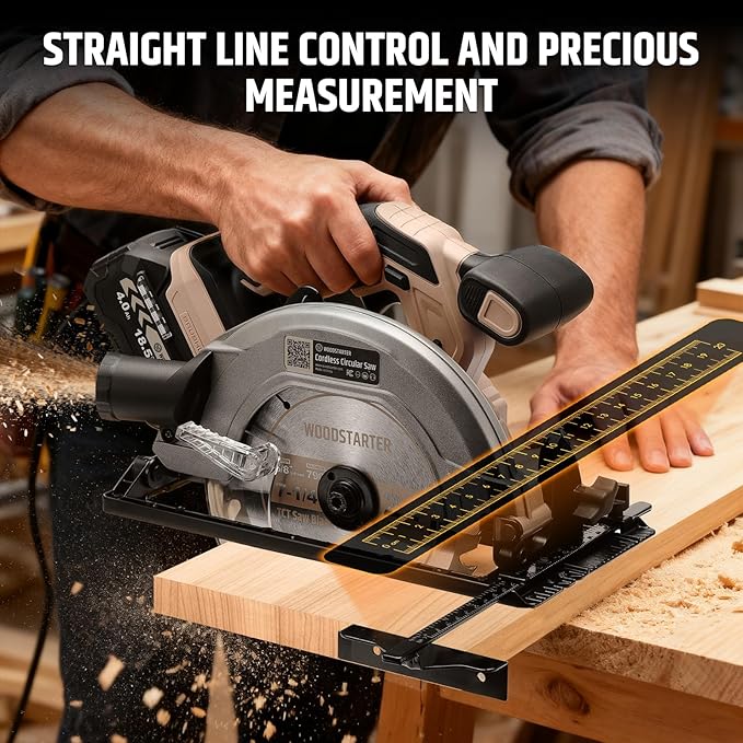 Cordless Circular Saw, 5000RPM Brushless Motor, 45° Bevel Cutting, Max Depth 2-1/2", 7-1/4" Electric Circular Saws with LED Light, Lightweight 6.6lbs, Compatible with Makita Batteries (Tool Only)