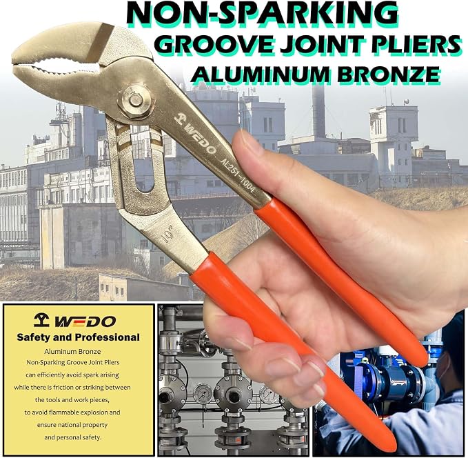 WEDO 14"Groove Joint Pliers,Tongue-and-Groove Pliers,Aluminum Bronze,Length 350mm,Max jaw opening 55mm,DIN Standard, BAM & FM Certificate