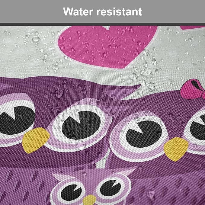 Lunarable Owls Chair Cushion Pad, Animal Couple Owl Sitting on a Branch Family Portrait Cartoon Art, Seat Padding for Kitchen & Patio with Anti-Slip Backing, 16"x16", Purple Yellow Pink