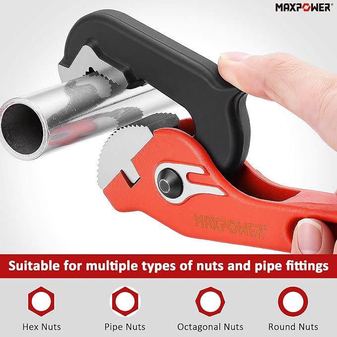 MAXPOWER 10"&14" Pipe Wrenches, 2-Piece Self-Adjusting Pipe Wrench, Rapid Grip Quick Self-Adjust Plumbing Wrench for Household Maintenance