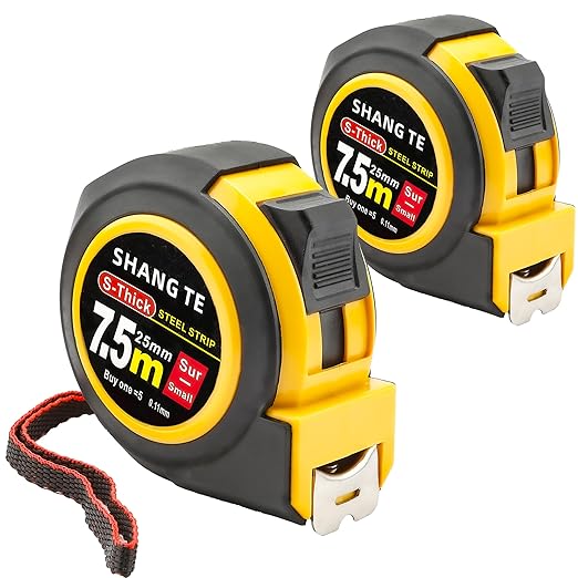 2 Packs Tape Measure 25 ft, Steel Measuring Tape Retractable, 25-Foot Basics Self-Locking Measurement Auto Lock Tape Rule Imperial/Metric Tape Measure for Body Measurements Handicraftsman
