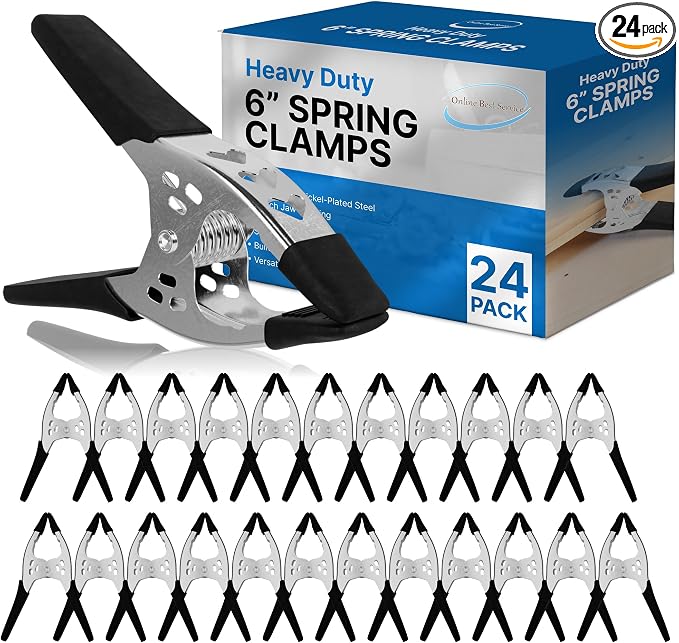 Lot of 24-6" inch Spring Clamp Large Super Heavy Duty Spring Metal Black - 3 inch Jaw Opening