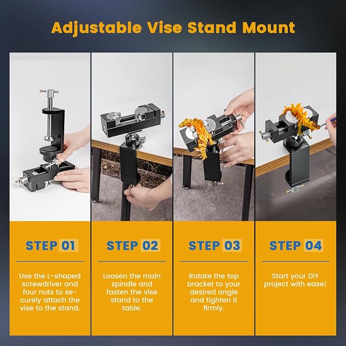 WhiteRhino Mount Vise and Grinder,360° Rotating Bench Grinder Stand,Heavy-Duty Vise Floor Pedestal with 1.9" x 1.5"Mounting Plate,Compatible with Most Mini Vise Clamp,Grinders,Drill Press,etc