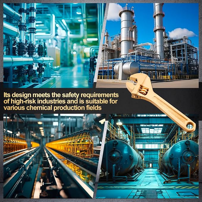 Hicarer 4 Inch Non-Sparking Adjustable Wrench, Aluminum Bronze Tool | Non-Magnetic, Oil & Gas Industry, Chemical Facilities, Hazardous Environments, Industrial Safety Applications