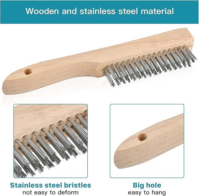 4-Piece Welding Slag Removal Tool Set - 10 Inch Chipping Hammer with Coil Spring Handle, Multi-Functional Pliers, Wire Brush, Welding Gloves