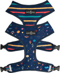 Lucy & Co. Reversible Dog Harness - Water-Repellent Neoprene, Dual-Print Design, Easy Swap Style, Adjustable Comfort Fit - Space Doodle Reversible Harness - X-Large