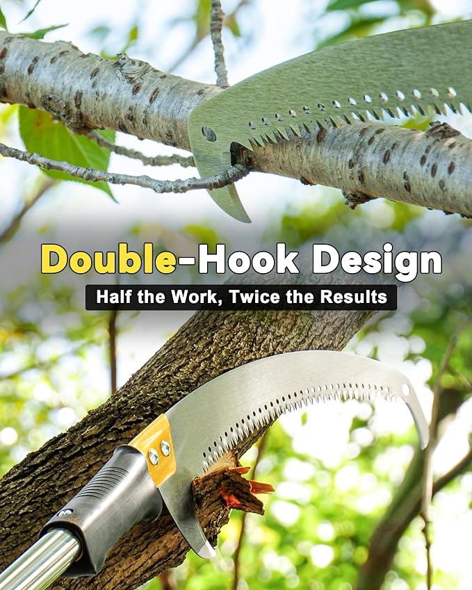 11FT Pole Saw with Adjustable Length for Tree Trimming Lightweight Manual Pruning Saw with Long Extension Branch Cutter