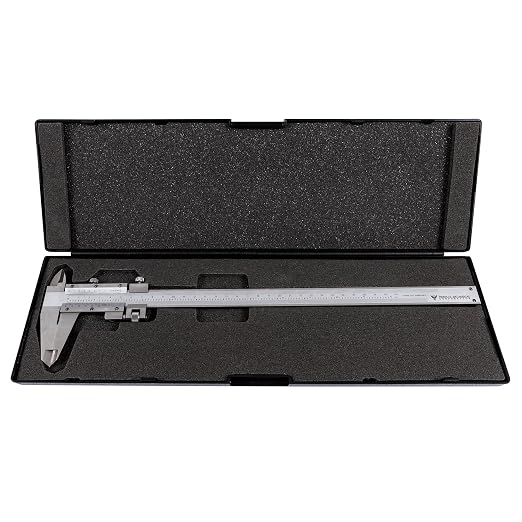 PEC Tools 6" / 150mm Vernier Caliper, Precision Stainless Steel Caliper with Fine Adjustment, 0.02mm/0.001" Graduation, 0.03mm Accuracy, for Inside, Outside, Step, and Depth Measuring