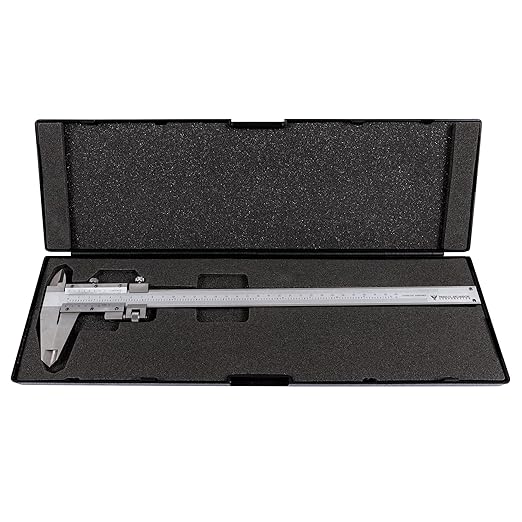 PEC Tools 6" / 150mm Vernier Caliper, Precision Stainless Steel Caliper with Fine Adjustment, 0.02mm/0.001" Graduation, 0.03mm Accuracy, for Inside, Outside, Step, and Depth Measuring