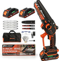 Chainsaw Cordless, 6 Inch Portable Electric Chainsaw-2.0Ah Battery | Battery Powered Handheld Power Chain Saw with Fast Charger, for Trees Branches Trimming, Wood Cutting, Courtyard, Household