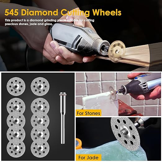 44pcs Pink Cutting Wheel Set Compatible with Plastic for Rotary Tool, HSS Circular Saw Blades 6pcs, Resin Cutting Discs 20pcs, 545 Diamond Cutting Wheels 10pcs