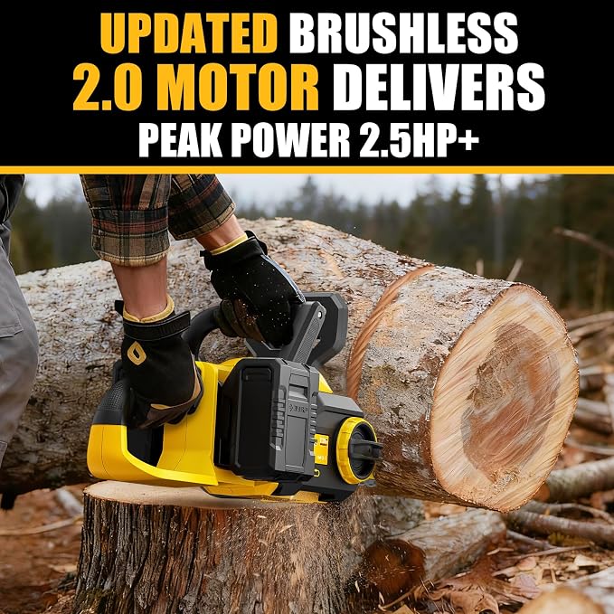 40V(20V*2) 16" Brushless Chainsaw Cordless, Electric Chainsaw Fully Compatible with Dewalt 20V MAX, Auto-Oiling, Tool-Free Tensioning, Safety Chain Brake, Batteries and Charger Not Included