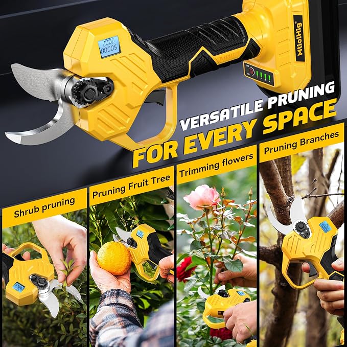 MtiolHig Electric Pruning Shears Compatible with DeWALT 20V – 26000RPM Cordless Garden Pruner,0.8-2 inch Max Cutting Diameter PVC Cutter Tree Trimmer with LCD Display & SK7 Blades(Tool Only)