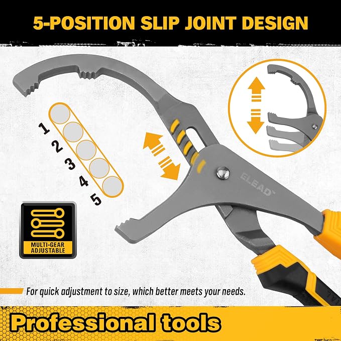 ELEAD Adjustable Oil Filter Wrench Set - 9" & 12" Pliers for Cars, Trucks, Motorcycles - Durable Carbon Steel, Ergonomic Grip, Easy Access Design