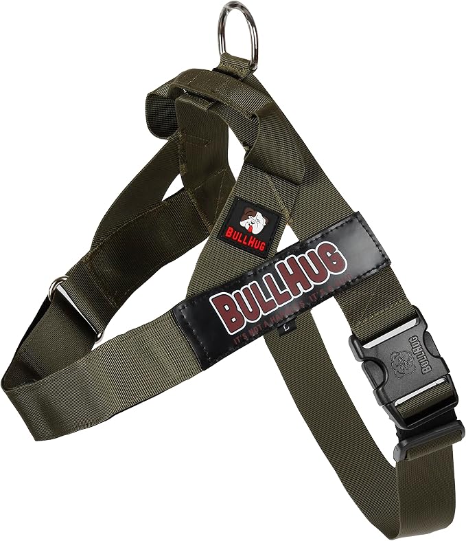 Adjustable Dog Harness– No Pull, No Choke – for English Bulldogs, French Bulldogs, Pugs & Broad-Chested Breeds – Easy, Safe Walks (Olive Green, Medium)