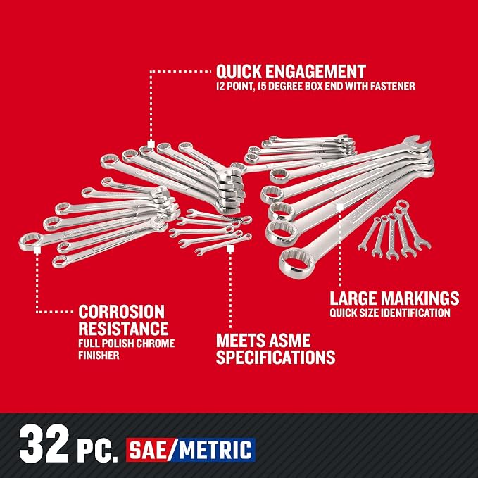 CRAFTSMAN Wrench Set, SAE / Metric, 32-Piece (CMMT12080)