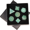 mookaitedecor 7 PCS Green Aventurine Crystal Polyhedral DND Dice Set, Polished Tumbled Stones Dices for RPG MTG Table Games Home Decoration