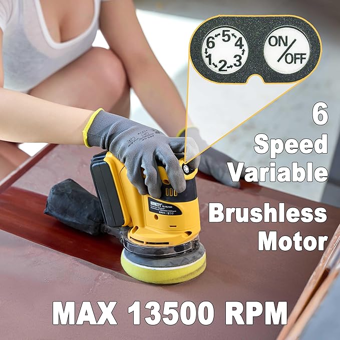 Random Orbital Sander for DEWALT 20v Battery, Cordless Brushless Motor Variable Speed Orbital Hand Sander with Dust Collector for Sanding and Polishing (Tool Only,No Battery)