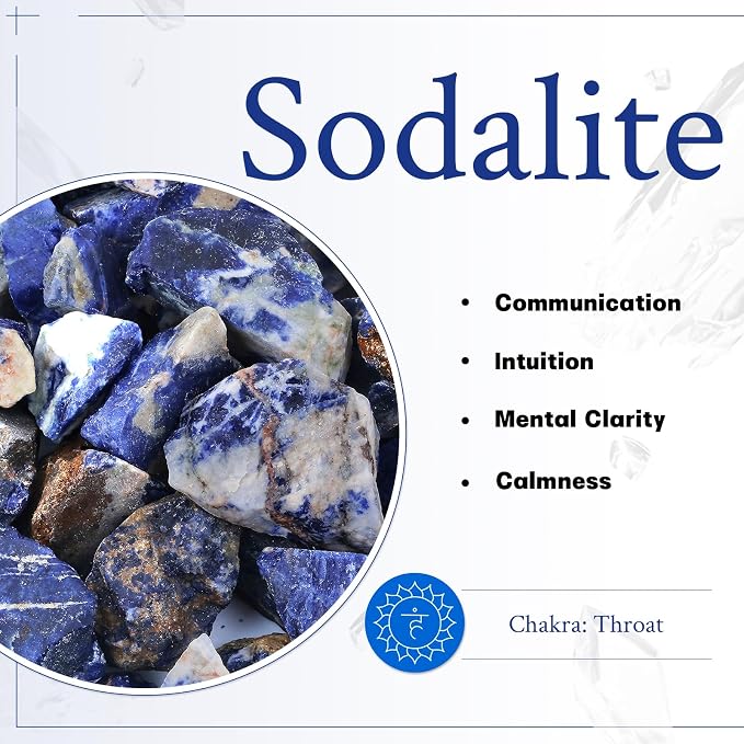 mookaitedecor 7 PCS Sodalite Crystal Polyhedral DND Dice Set, Polished Tumbled Stones Dices for RPG MTG Table Games Home Decoration
