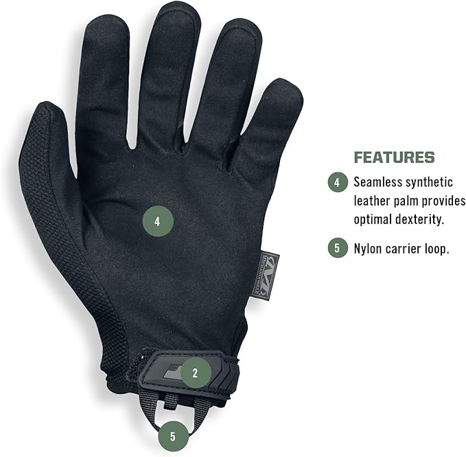 Mechanix Wear Original Tactical Glove - High Performance Anti-Slip Grip Safety Gloves - Impact Resistant & Touchscreen Capable - Small - Covert Black