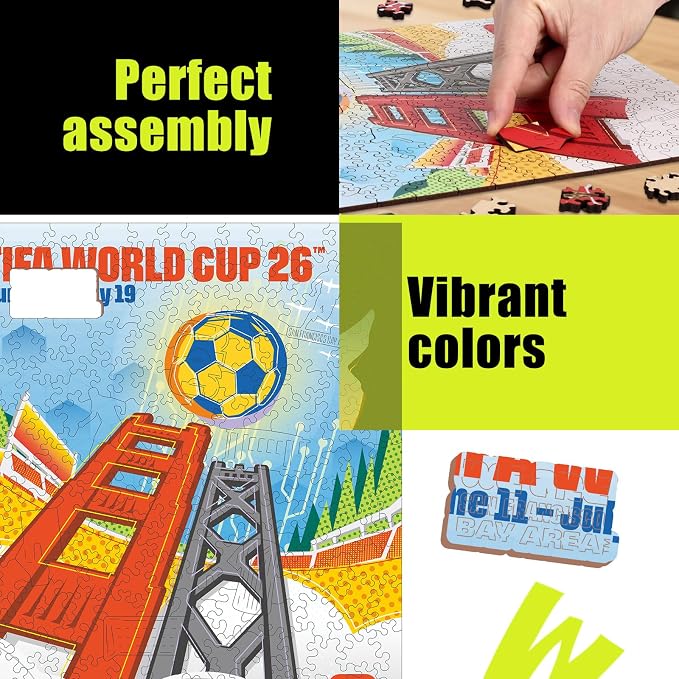 FIFA World Cup 2026 City Puzzle San Francisco Poster - Wooden Puzzles, 200 Pieces Unique Shape Puzzle, 5MM Thick, Creative Collectible Gift for Fans, Officially Licensed Product, 9.3x11.8''