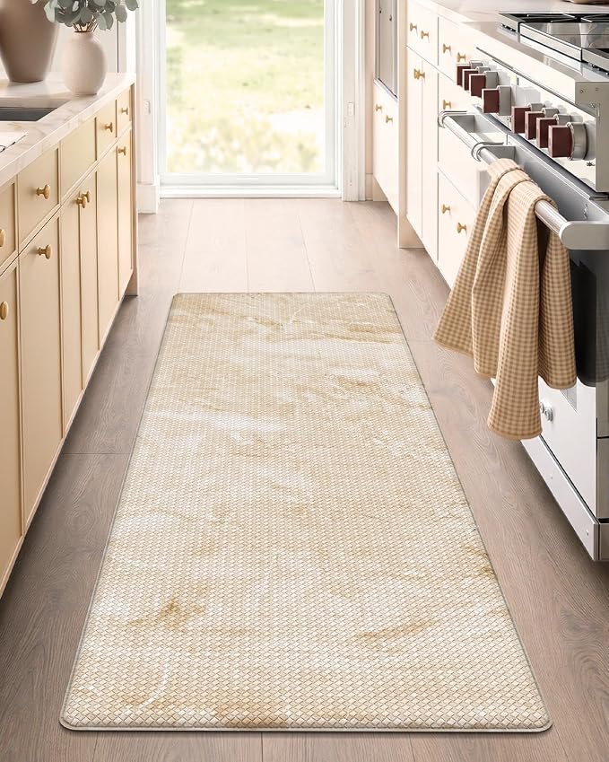 Color&Geometry Marble Kitchen Mats for Floor 24x59, Non Slip Wide Kitchen Runner Rug, Easy Clean, Oil & Water Resistant, Anti Fatigue Foam Standing Mat for Sink, Laundry, Office, Gold