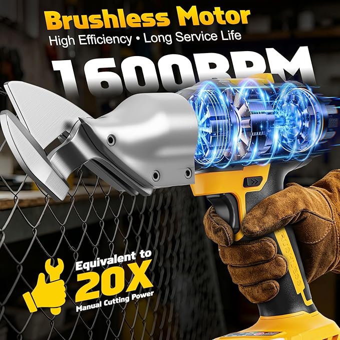 Cordless Metal Shear Compatible for DEWALT 20V 60V, Brushless Electric Metal Shears 1600RPM for HVAC Ducts, Auto Body Panels &Fencing,Stainless Steel Cutter with LED Light (Tool Only