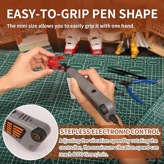 Cordless Pen Sander, Variable Speed and USB Charging with LED Light, Multi-Purpose Power Tool for Sanding, Polishing, Finishing, DIY Crafts