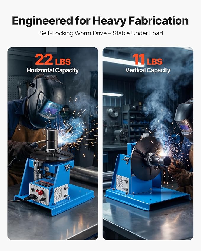 VEVOR Rotary Welding Positioner 10KG, 1-12 RPM 20W, Adjustable 0-90° Turntable with 8.1 Inch 3-Jaw Chuck, Compact Welder Machine for Precision Cutting, Grinding, Assembly, and Testing