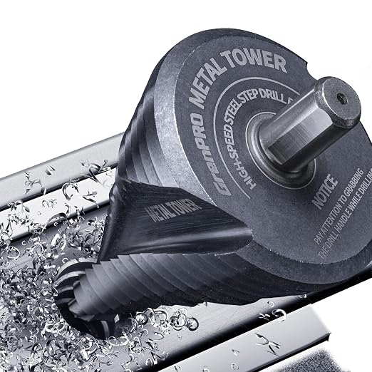 GRENPRO Step Drill Bit for Metal Set, 1/4" - 2-1/2"Large Step Bit, M35 HSS Impact Tough Step Bits for Metal, 1/2" Shank Unibit Step Drill Bits, Stainless Steel, Aluminum, Wood
