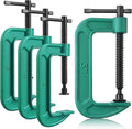4 Pcs C Clamp Set 5 Inch Heavy Duty G-Clamps Automotive and Wood Working Clamps with Jaw Opening Sliding for DIY Carpentry Woodworking Welding and Building(5 Inch, Green)