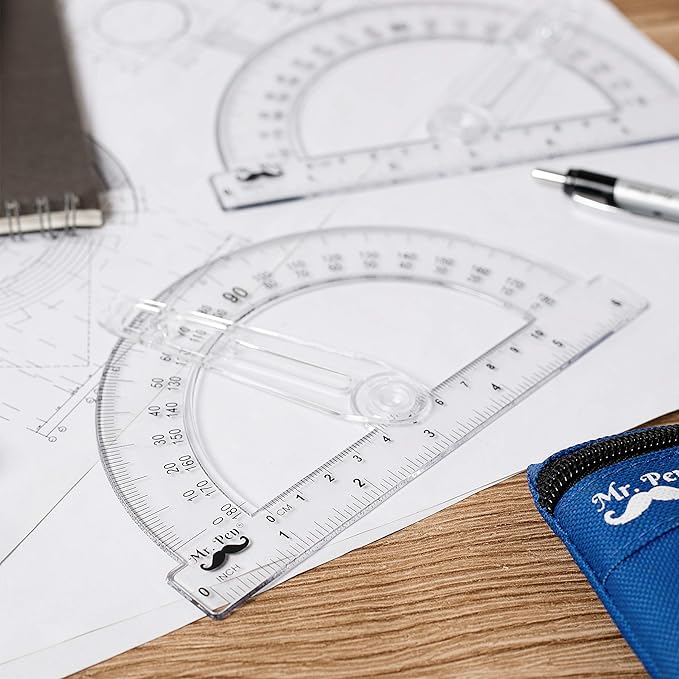 Mr. Pen- Protractor Set, 3 Pack, 6" Swing Arm Protractors, Clear Plastic Protractor Set for Accurate Angle Measurement, Geometry, Math, Drafting, Classroom & Technical Drawing