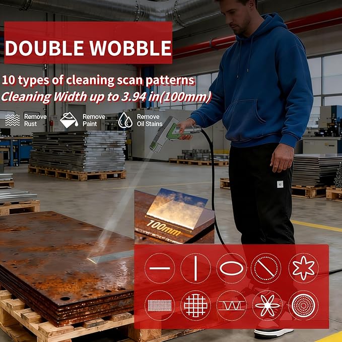 US Stock! 2000W Laser Welding Machine Double Wobble 6 in 1 Laser Welder/Cleaner/Cutter/Underwater Welding/Tack Weiding/Weld Seam Cleaning with Double Wire Feeder for Metal