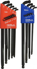 EKLIND 17222 Double-Ball-Hex L-Key allen wrench Combo- Extra Long Inch / MM (2 sets 22pc) Pack of 1, Sae & Metric