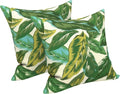 LVTXIII 2 Pack Outdoor Pillows 18x18 Inch, Square Throw Pillows with Inserts, Decorative Water-Repellent Pillow Cushions for Patio Furniture and Garden Sofa, Lush Leaf Jungle