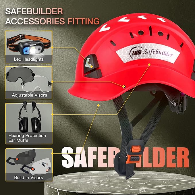 Construction Safety Helmet ABS Hard Hat Adjustable Ventilation System Hardhats Industrial Work Head Protection for Men Certified ANSI/ISEA Z89.1